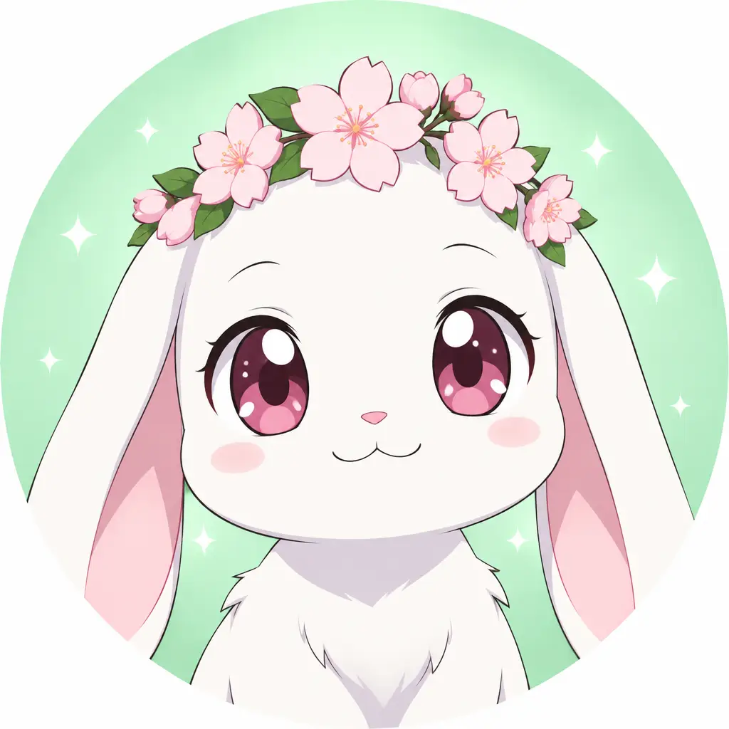 Lapin à la couronne de fleurs