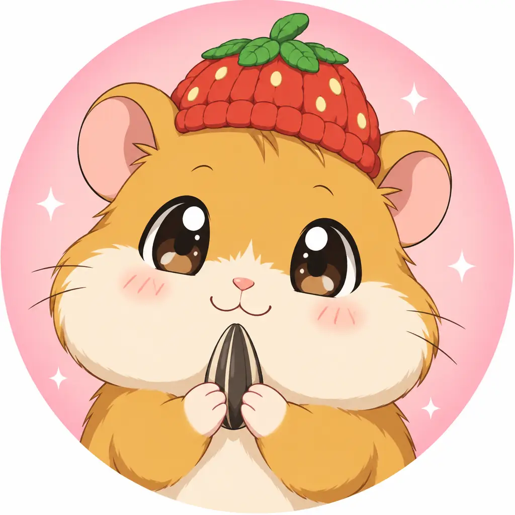 Hamster au bonnet fraise